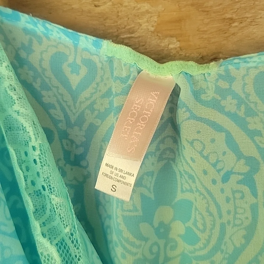 Victoria's Secret Aqua Lace Trim Fly Away Babydoll Size Small